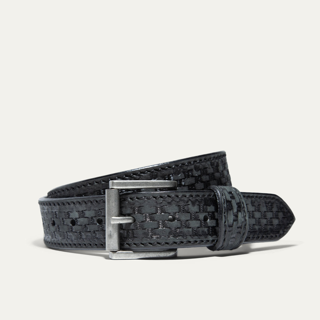 HAND-TOOLED BASKETWEAVE JEAN BELT