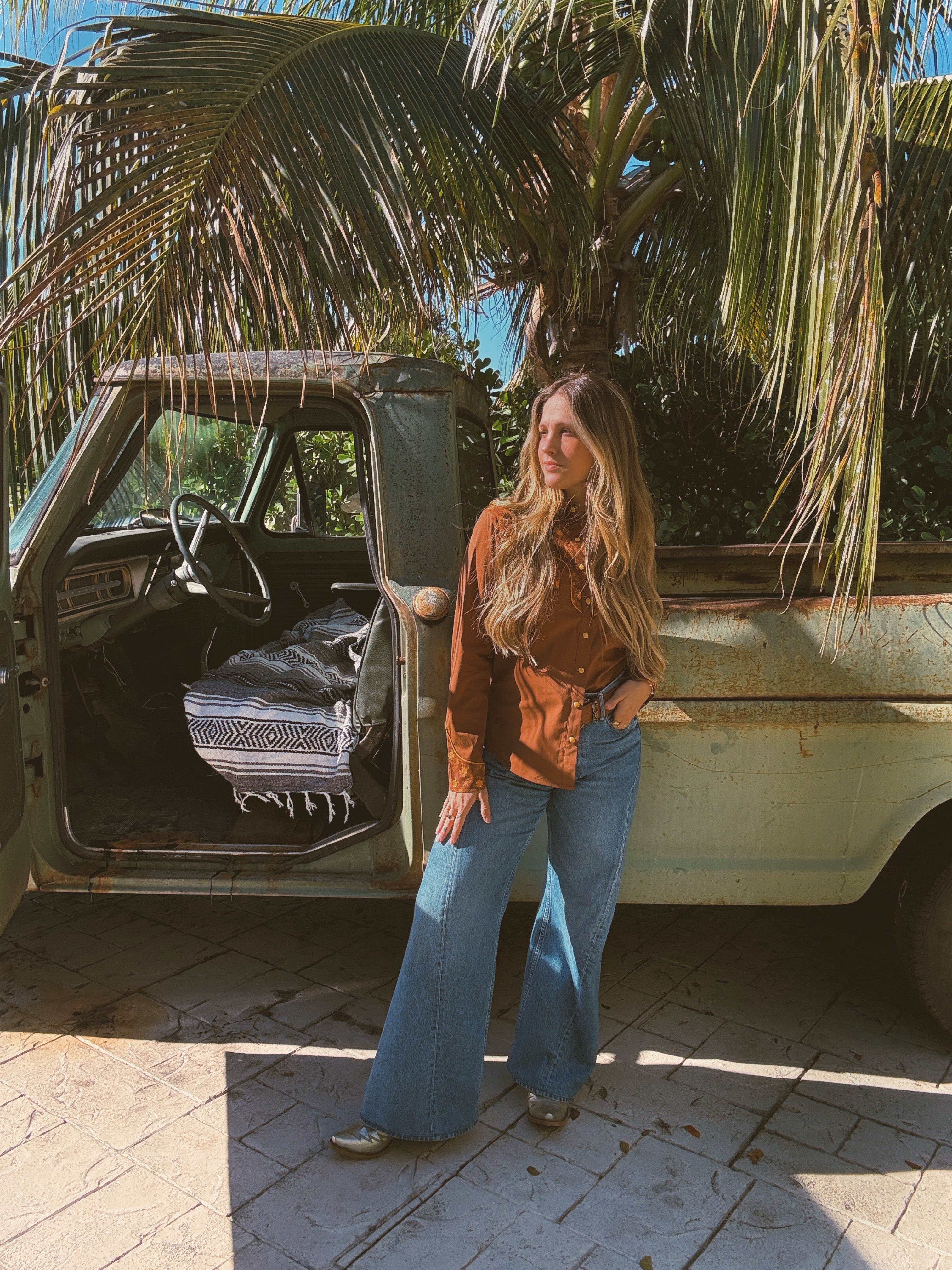 John Wayne Western Pearl Snap Button Up Top In Brown