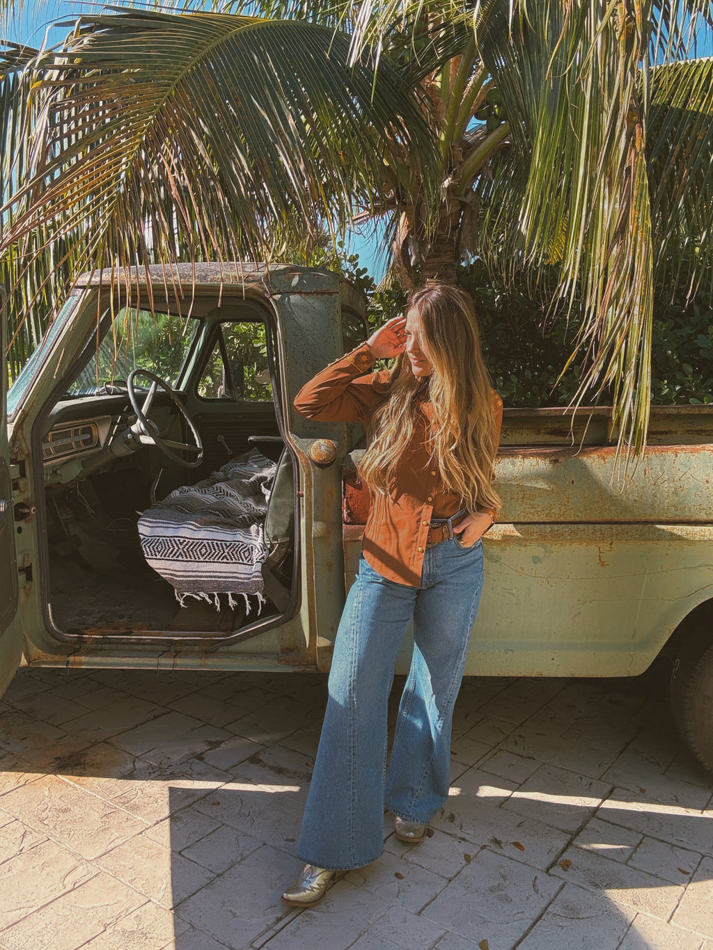 John Wayne Western Pearl Snap Button Up Top In Brown