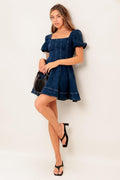 DARK MIDNIGHT DENIM MINI DRESS
