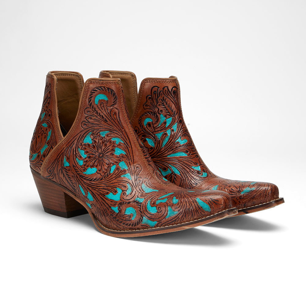 Loyal West X Myra Handtooled Booties - Turquoise