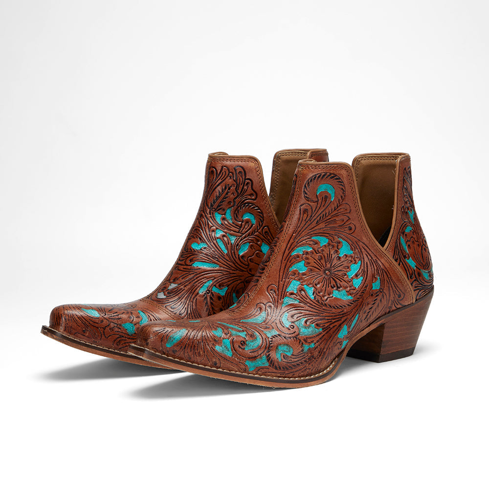 Loyal West X Myra Handtooled Booties - Turquoise