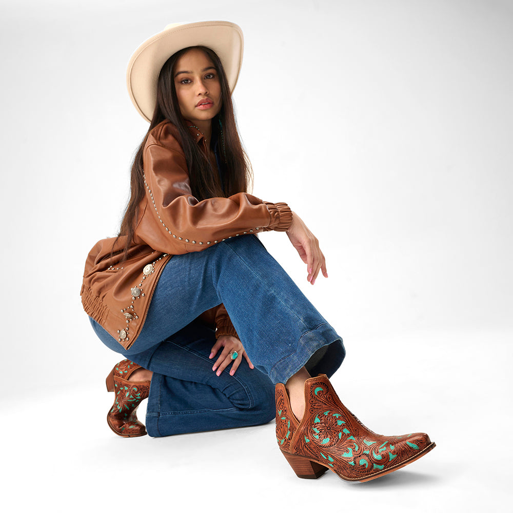 Loyal West X Myra Handtooled Booties - Turquoise