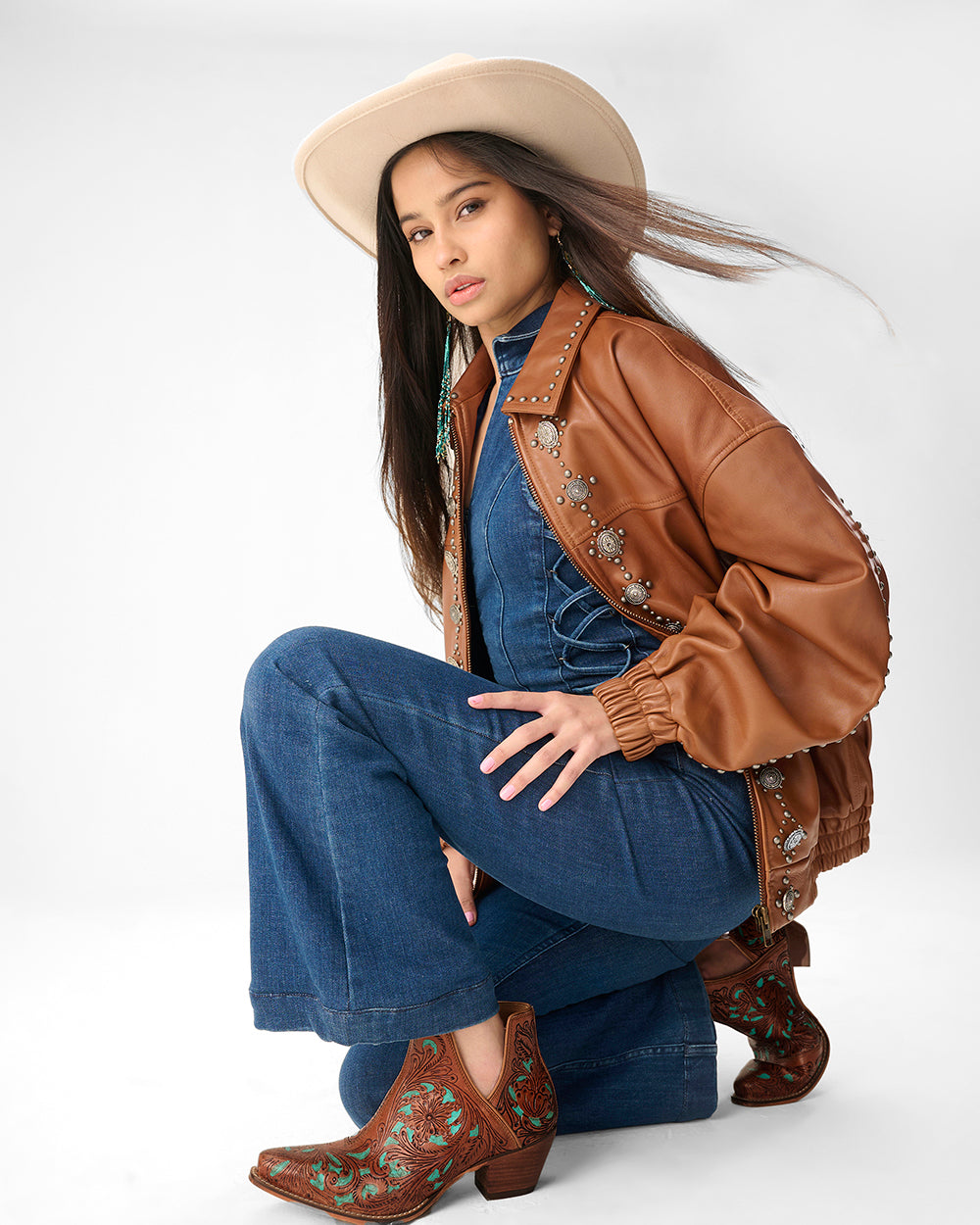 Loyal West X Myra Handtooled Booties - Turquoise