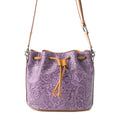 Myra Amara Bloom Embossed Leather Bucket Bag in Mystic Lilac